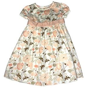 Janie and Jack Cream Pink Orange Floral Short Sleeve Maxi Dress Size 12-18M